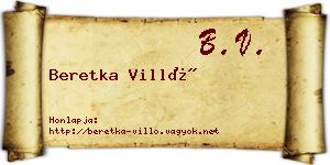 Beretka Villő névjegykártya